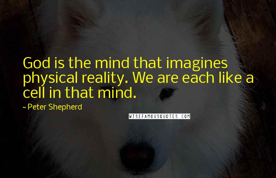 Peter Shepherd Quotes: God is the mind that imagines physical reality. We are each like a cell in that mind.