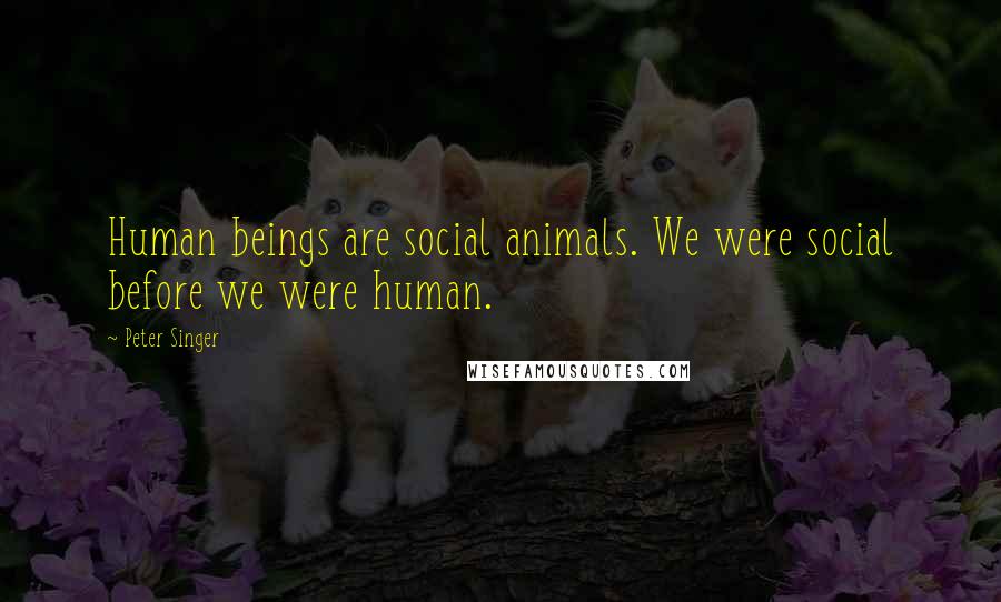 Peter Singer Quotes: Human beings are social animals. We were social before we were human.