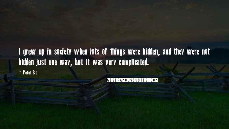 Peter Sis Quotes: I grew up in society when lots of things were hidden, and they were not hidden just one way, but it was very complicated.