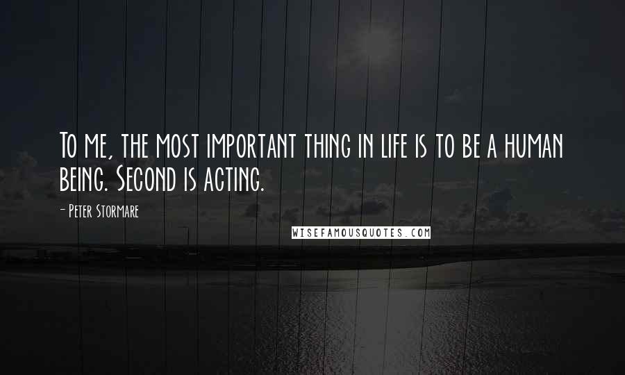 Peter Stormare Quotes: To me, the most important thing in life is to be a human being. Second is acting.