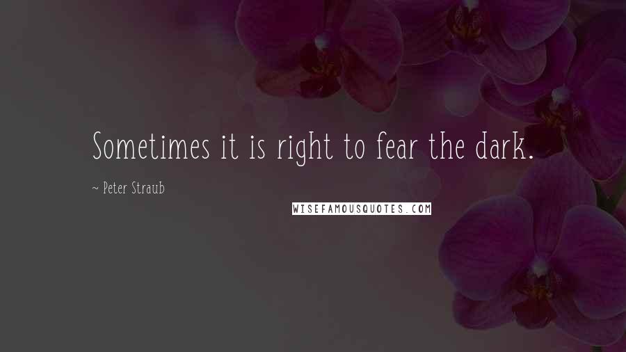 Peter Straub Quotes: Sometimes it is right to fear the dark.