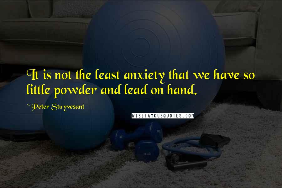 Peter Stuyvesant Quotes: It is not the least anxiety that we have so little powder and lead on hand.