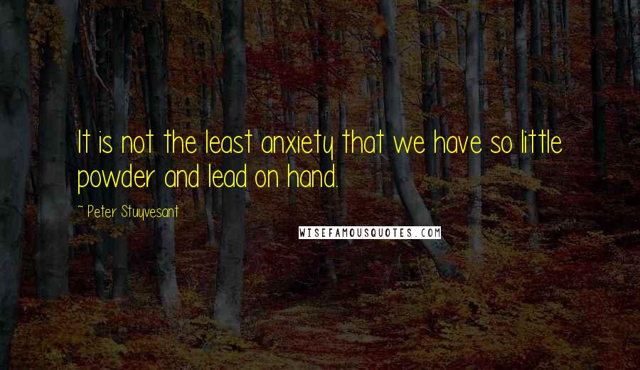 Peter Stuyvesant Quotes: It is not the least anxiety that we have so little powder and lead on hand.