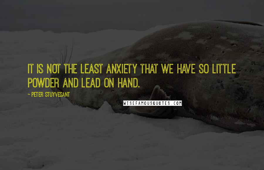 Peter Stuyvesant Quotes: It is not the least anxiety that we have so little powder and lead on hand.