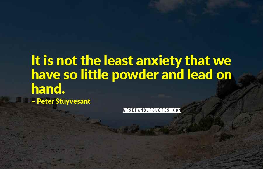 Peter Stuyvesant Quotes: It is not the least anxiety that we have so little powder and lead on hand.