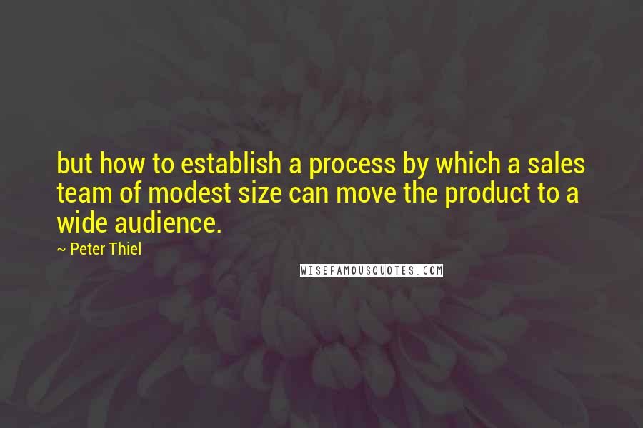 Peter Thiel Quotes: but how to establish a process by which a sales team of modest size can move the product to a wide audience.