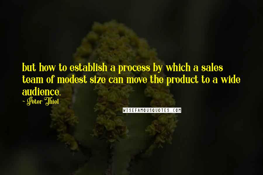 Peter Thiel Quotes: but how to establish a process by which a sales team of modest size can move the product to a wide audience.