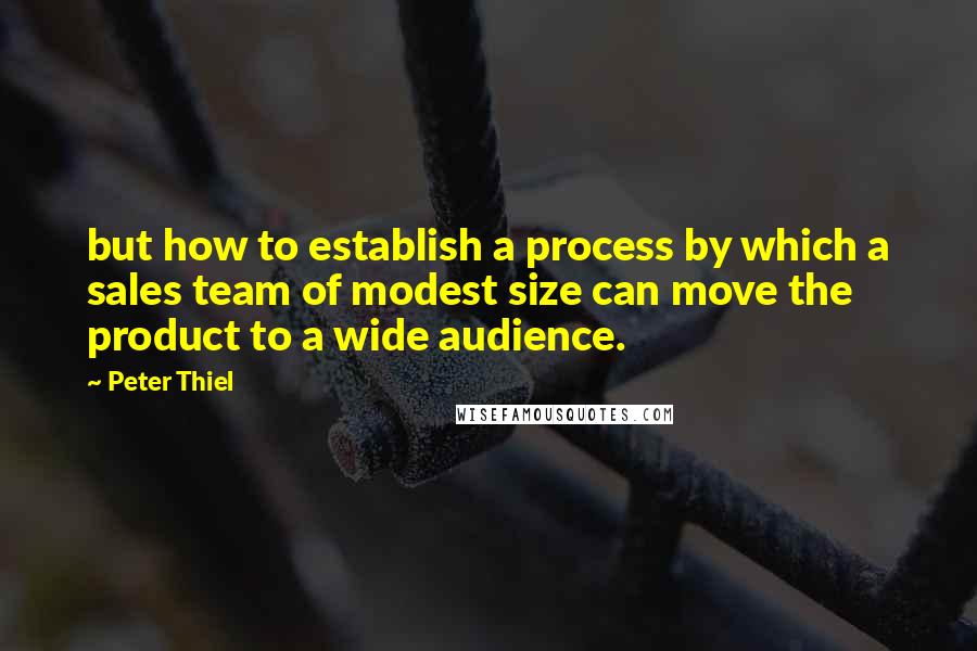 Peter Thiel Quotes: but how to establish a process by which a sales team of modest size can move the product to a wide audience.