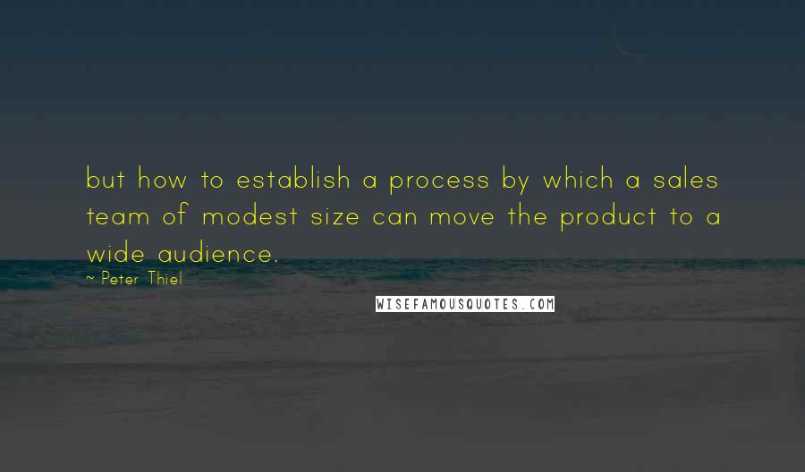 Peter Thiel Quotes: but how to establish a process by which a sales team of modest size can move the product to a wide audience.