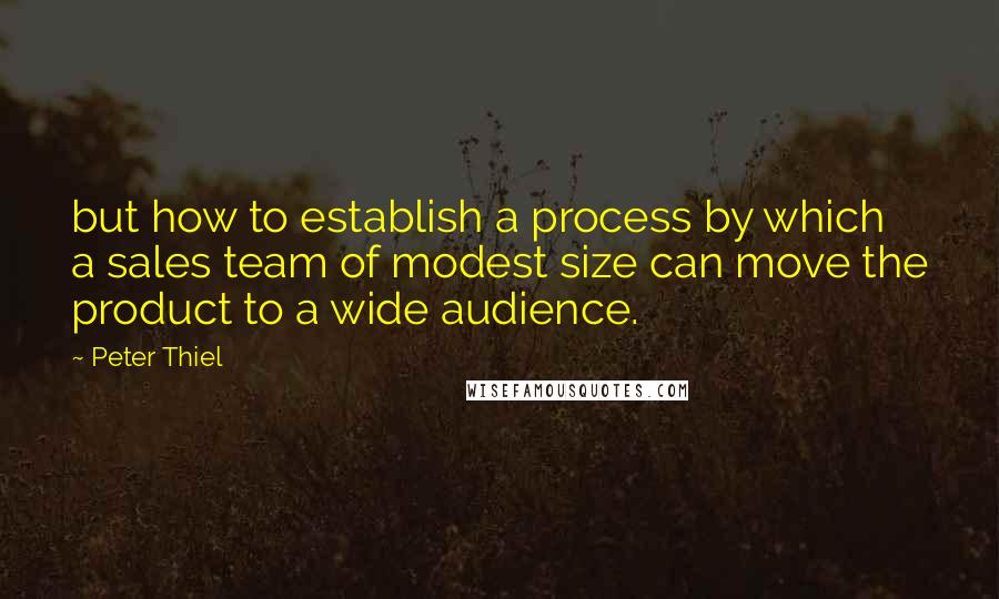 Peter Thiel Quotes: but how to establish a process by which a sales team of modest size can move the product to a wide audience.