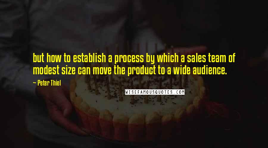 Peter Thiel Quotes: but how to establish a process by which a sales team of modest size can move the product to a wide audience.