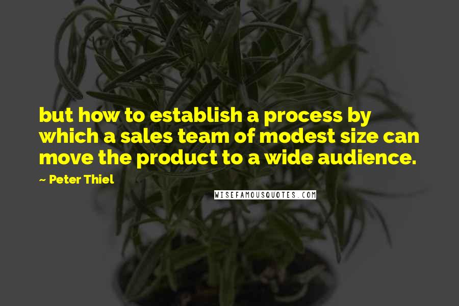 Peter Thiel Quotes: but how to establish a process by which a sales team of modest size can move the product to a wide audience.