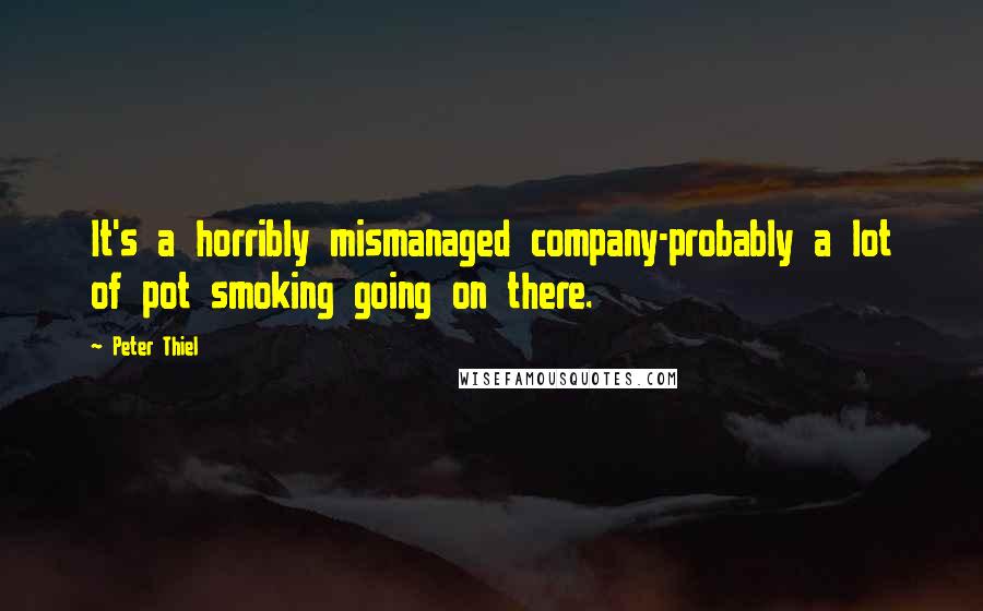 Peter Thiel Quotes: It's a horribly mismanaged company-probably a lot of pot smoking going on there.