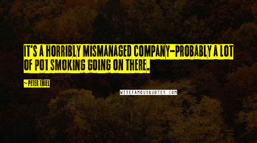 Peter Thiel Quotes: It's a horribly mismanaged company-probably a lot of pot smoking going on there.