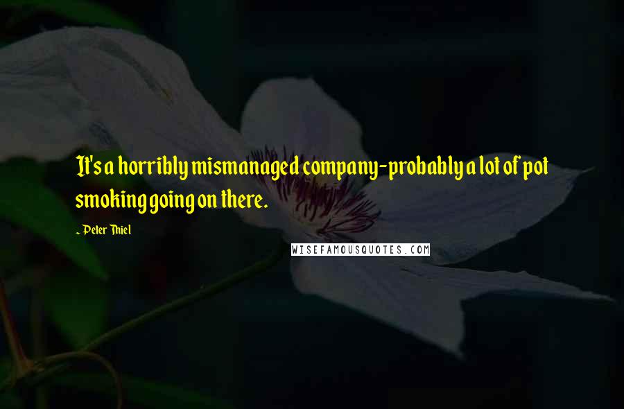 Peter Thiel Quotes: It's a horribly mismanaged company-probably a lot of pot smoking going on there.