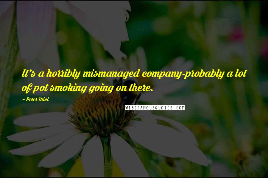 Peter Thiel Quotes: It's a horribly mismanaged company-probably a lot of pot smoking going on there.