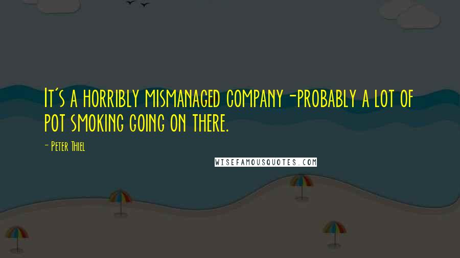 Peter Thiel Quotes: It's a horribly mismanaged company-probably a lot of pot smoking going on there.