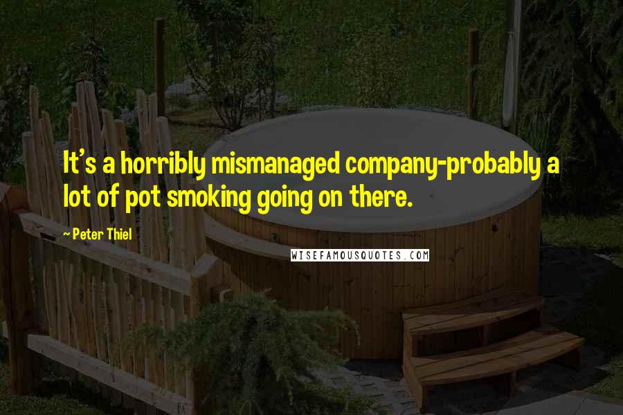 Peter Thiel Quotes: It's a horribly mismanaged company-probably a lot of pot smoking going on there.