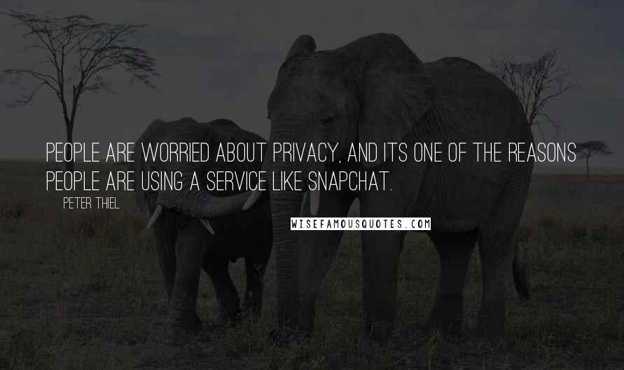 Peter Thiel Quotes: People are worried about privacy, and its one of the reasons people are using a service like SnapChat.