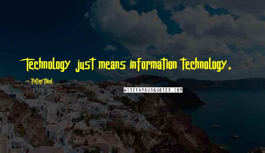 Peter Thiel Quotes: Technology just means information technology.