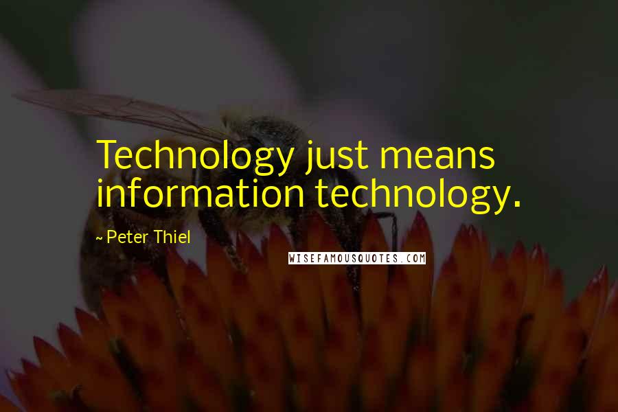 Peter Thiel Quotes: Technology just means information technology.