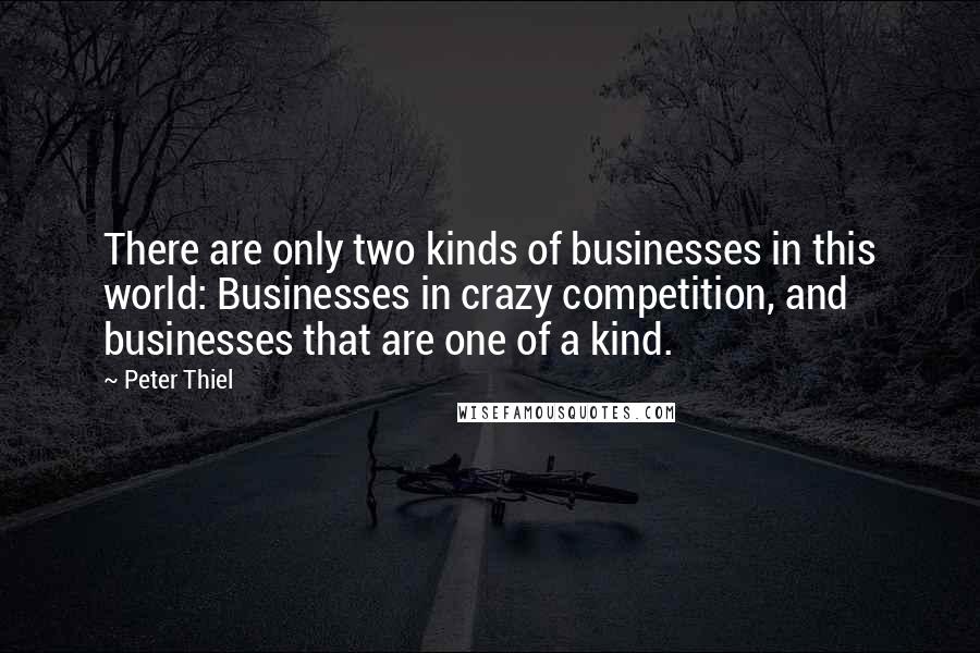 Peter Thiel Quotes: There are only two kinds of businesses in this world: Businesses in crazy competition, and businesses that are one of a kind.