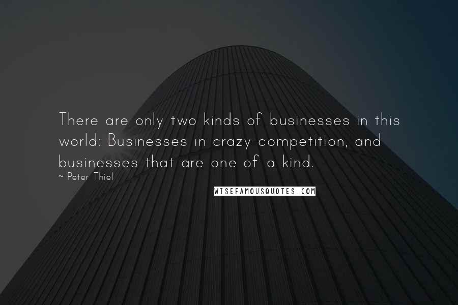 Peter Thiel Quotes: There are only two kinds of businesses in this world: Businesses in crazy competition, and businesses that are one of a kind.