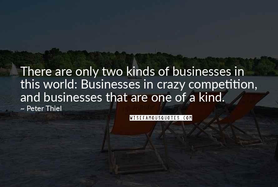 Peter Thiel Quotes: There are only two kinds of businesses in this world: Businesses in crazy competition, and businesses that are one of a kind.