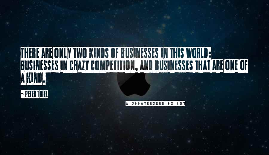 Peter Thiel Quotes: There are only two kinds of businesses in this world: Businesses in crazy competition, and businesses that are one of a kind.