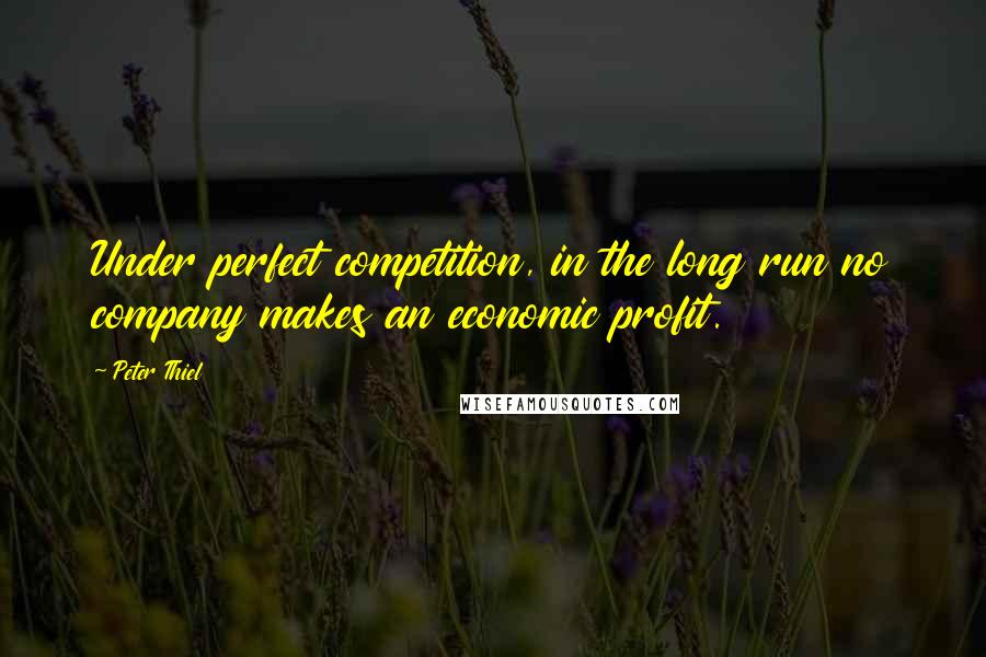 Peter Thiel Quotes: Under perfect competition, in the long run no company makes an economic profit.