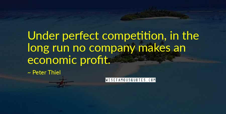 Peter Thiel Quotes: Under perfect competition, in the long run no company makes an economic profit.