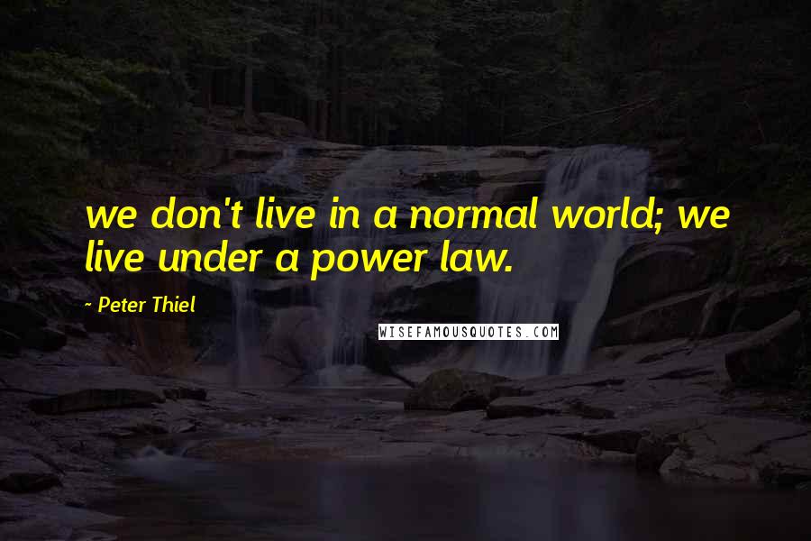 Peter Thiel Quotes: we don't live in a normal world; we live under a power law.