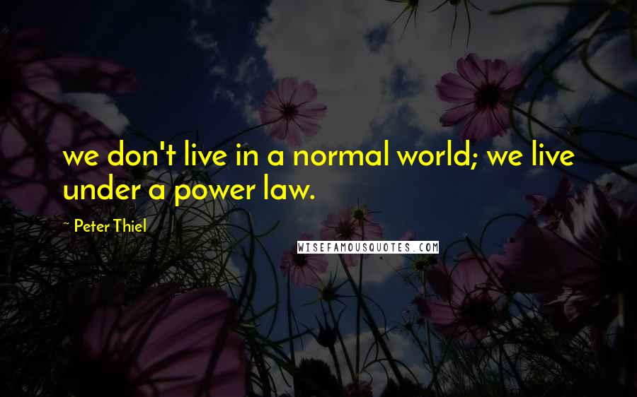 Peter Thiel Quotes: we don't live in a normal world; we live under a power law.
