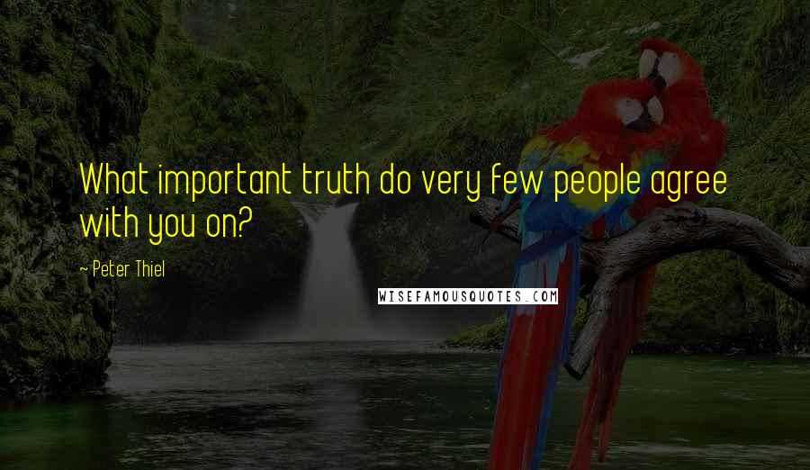 Peter Thiel Quotes: What important truth do very few people agree with you on?