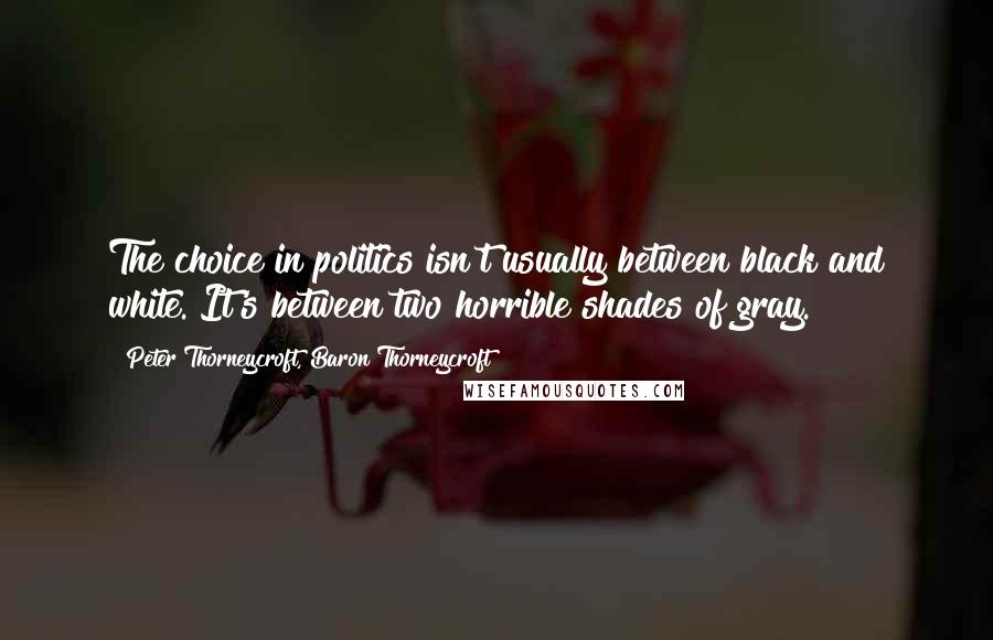 Peter Thorneycroft, Baron Thorneycroft Quotes: The choice in politics isn't usually between black and white. It's between two horrible shades of gray.