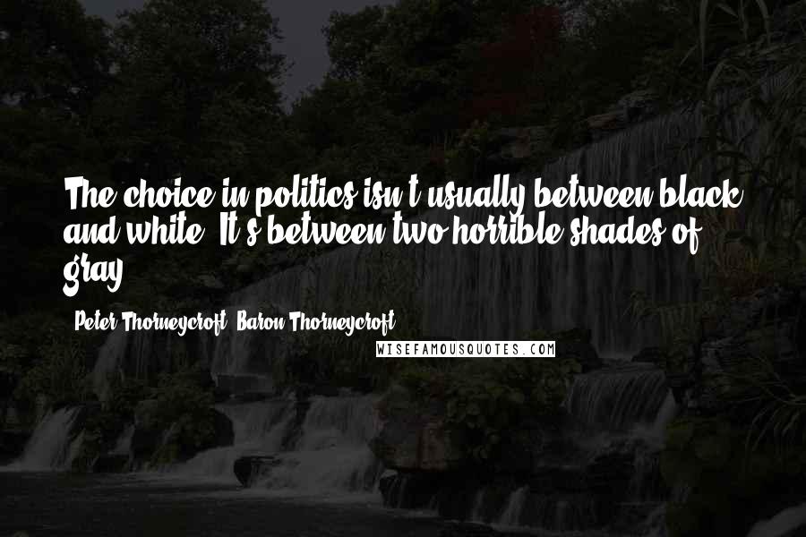 Peter Thorneycroft, Baron Thorneycroft Quotes: The choice in politics isn't usually between black and white. It's between two horrible shades of gray.