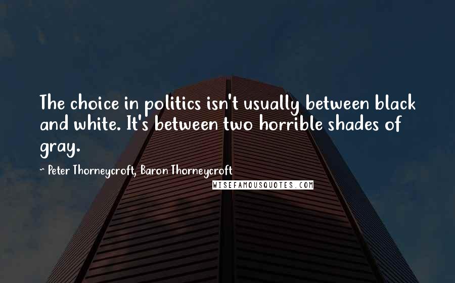 Peter Thorneycroft, Baron Thorneycroft Quotes: The choice in politics isn't usually between black and white. It's between two horrible shades of gray.