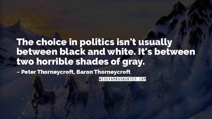 Peter Thorneycroft, Baron Thorneycroft Quotes: The choice in politics isn't usually between black and white. It's between two horrible shades of gray.