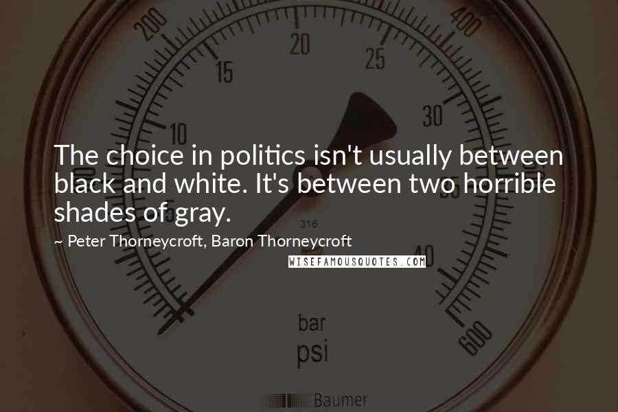 Peter Thorneycroft, Baron Thorneycroft Quotes: The choice in politics isn't usually between black and white. It's between two horrible shades of gray.