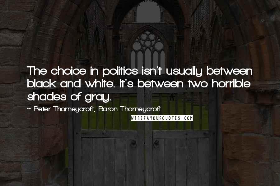 Peter Thorneycroft, Baron Thorneycroft Quotes: The choice in politics isn't usually between black and white. It's between two horrible shades of gray.