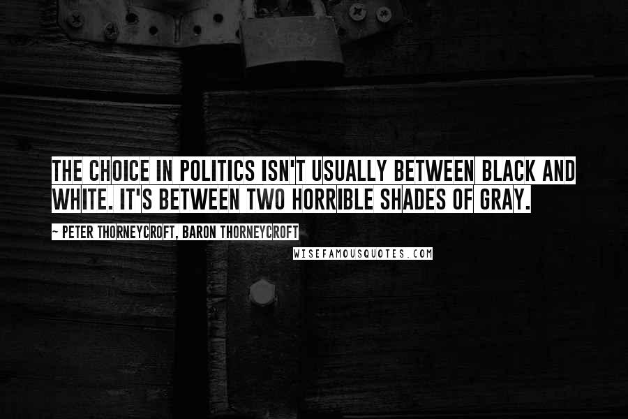 Peter Thorneycroft, Baron Thorneycroft Quotes: The choice in politics isn't usually between black and white. It's between two horrible shades of gray.