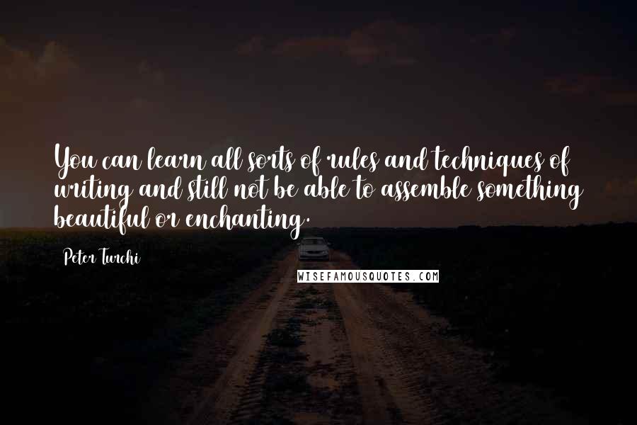 Peter Turchi Quotes: You can learn all sorts of rules and techniques of writing and still not be able to assemble something beautiful or enchanting.