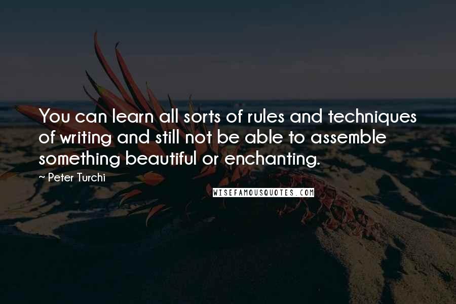 Peter Turchi Quotes: You can learn all sorts of rules and techniques of writing and still not be able to assemble something beautiful or enchanting.