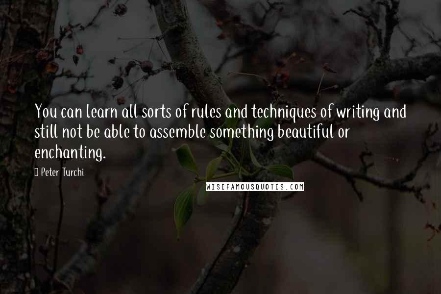 Peter Turchi Quotes: You can learn all sorts of rules and techniques of writing and still not be able to assemble something beautiful or enchanting.
