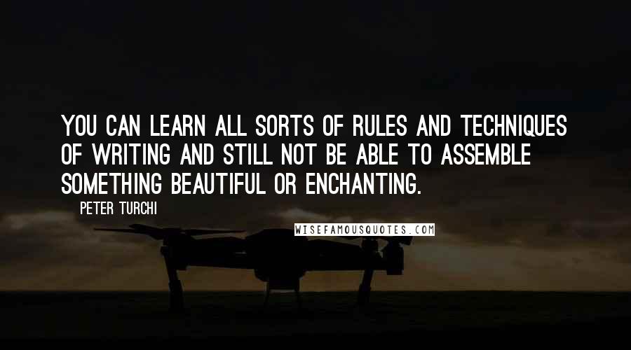 Peter Turchi Quotes: You can learn all sorts of rules and techniques of writing and still not be able to assemble something beautiful or enchanting.