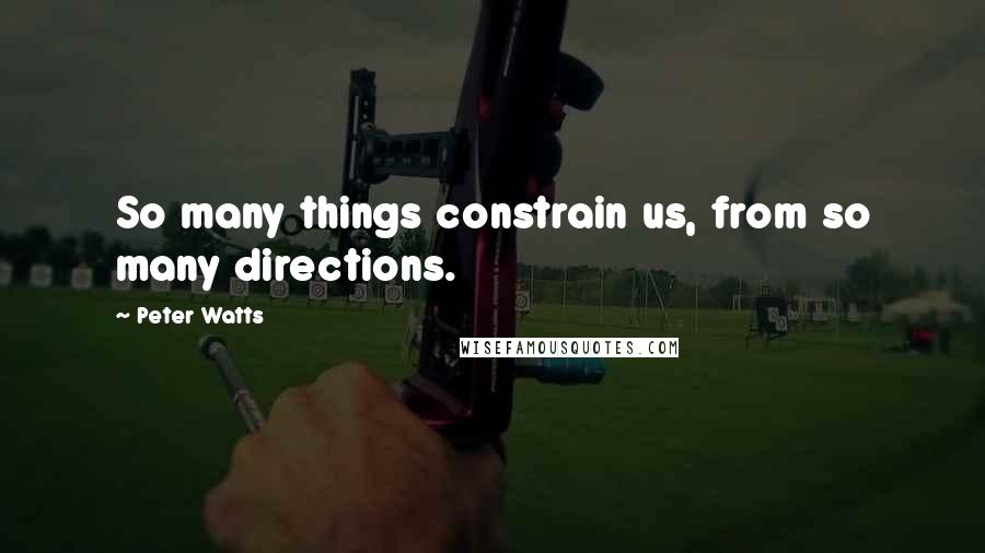 Peter Watts Quotes: So many things constrain us, from so many directions.