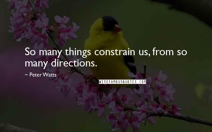 Peter Watts Quotes: So many things constrain us, from so many directions.