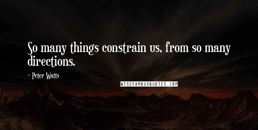 Peter Watts Quotes: So many things constrain us, from so many directions.