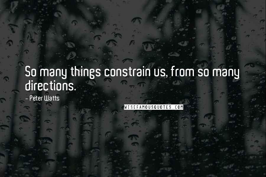 Peter Watts Quotes: So many things constrain us, from so many directions.