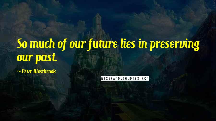 Peter Westbrook Quotes: So much of our future lies in preserving our past.